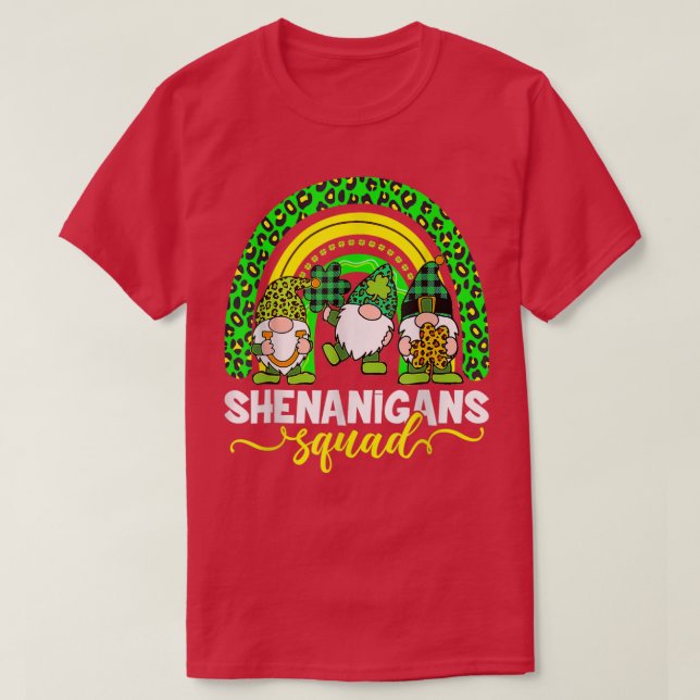 Shenanigans Squad Irish Gnomes Rainbow St Patrick' T-Shirt (Design vorne)