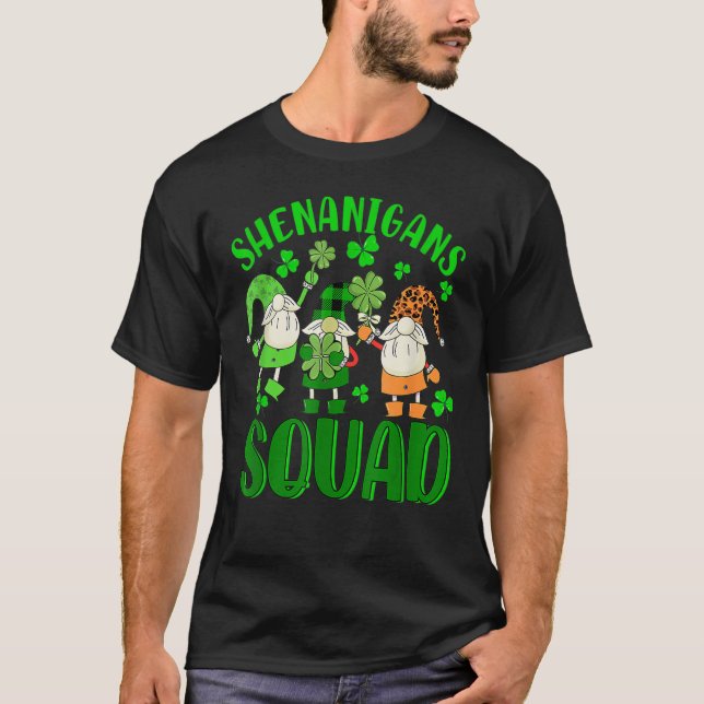 Shenanigans Squad Leopard Gnome Patricks Day Men W T-Shirt (Vorderseite)