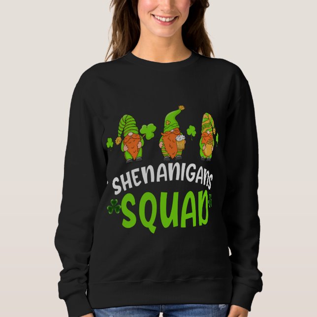 Shenanigans Squad St Patrick's Day Funny Gnomes Gr Sweatshirt (Vorderseite)