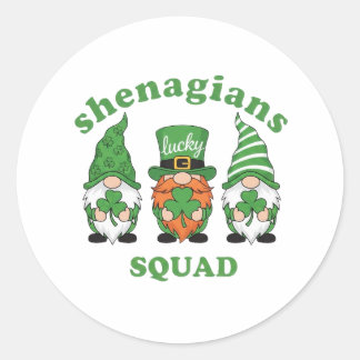 Shenanigans Squad St. Patrick's Day Gnome Rund Runder Aufkleber