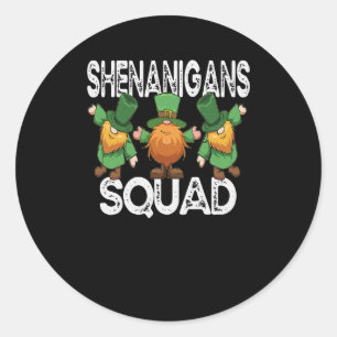 Shenanigans Squad St Patricks Day Gnomes Kleeblatt Runder Aufkleber