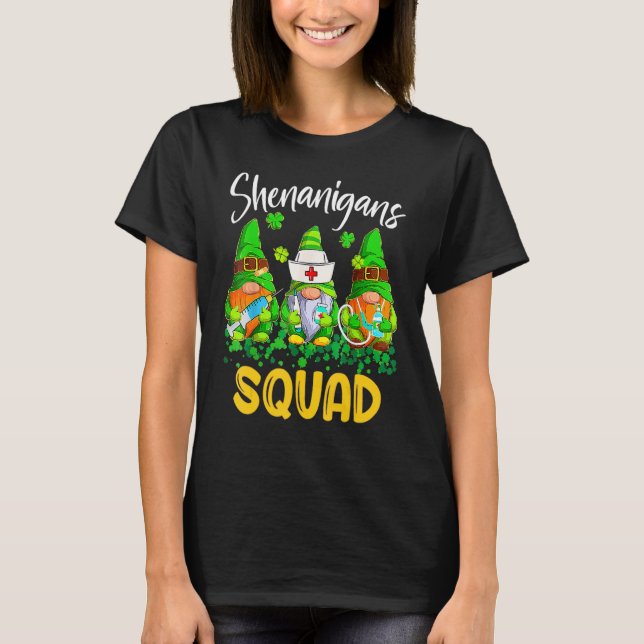Shenanigans Squad St Patricks Day Gnomes Nurse Ste T-Shirt (Vorderseite)