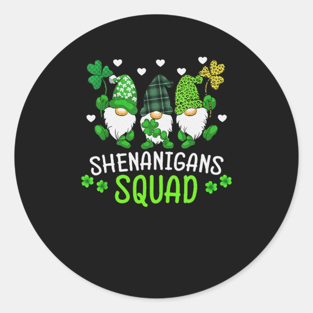 Shenanigans Squad St. Patricks Day Gnomes Runder Aufkleber (Vorderseite)
