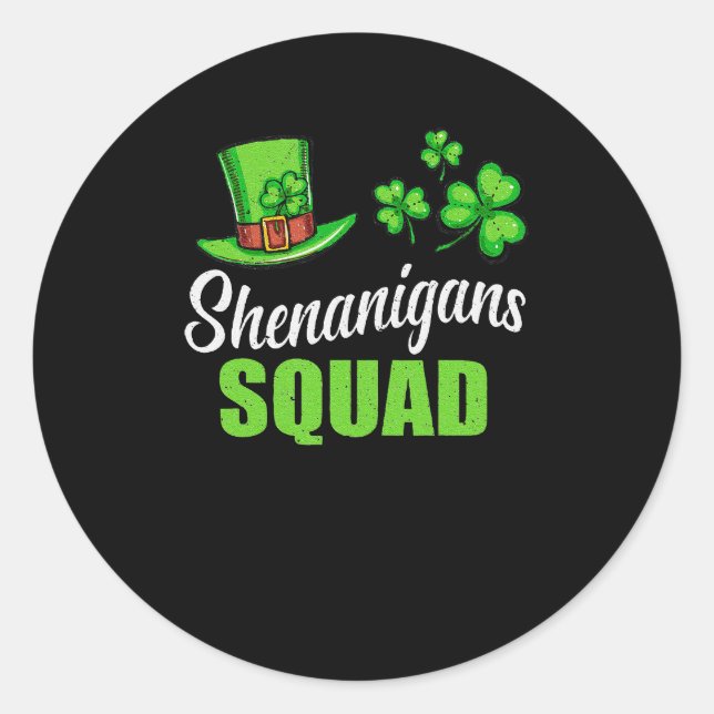 Shenanigans Squad St Patricks Day Kleeblatt Irish Runder Aufkleber (Vorderseite)