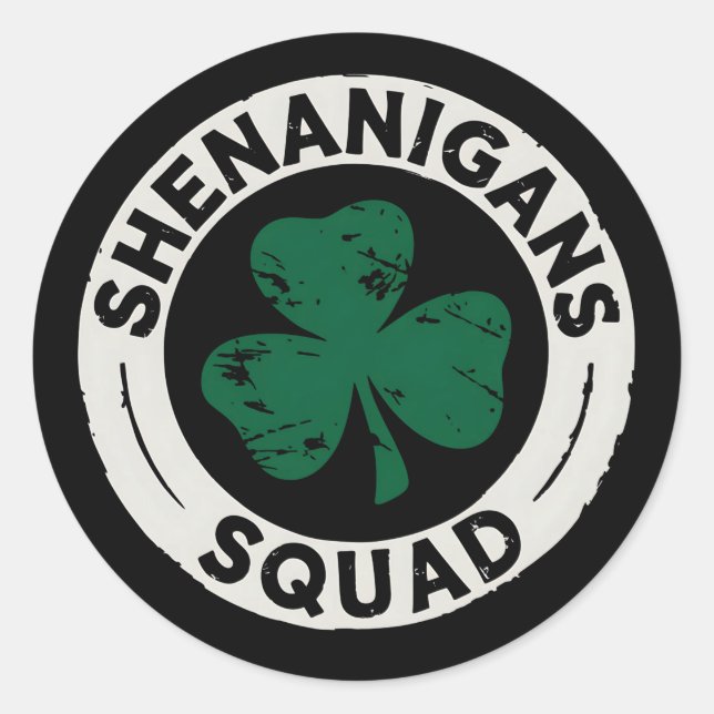 Shenanigans Squad St Patrick's Day Kleeblatt Runder Aufkleber (Vorderseite)