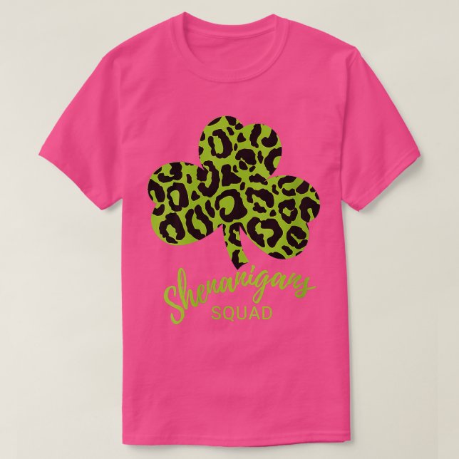 Shenanigans Squad St Patrick's Day Leopard Print S T-Shirt (Design vorne)