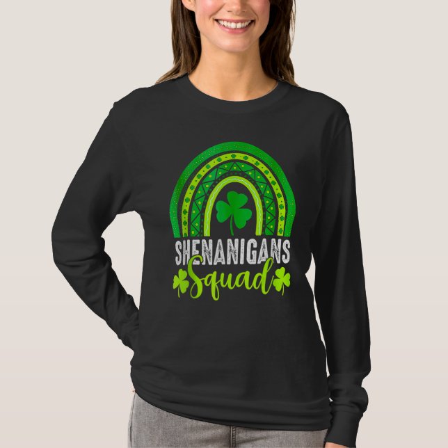 Shenanigans Squad St Patrick's Day Rainbow Shamroc T-Shirt (Vorderseite)