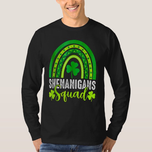 Shenanigans Squad St Patrick's Day Rainbow Shamroc T-Shirt (Vorderseite)