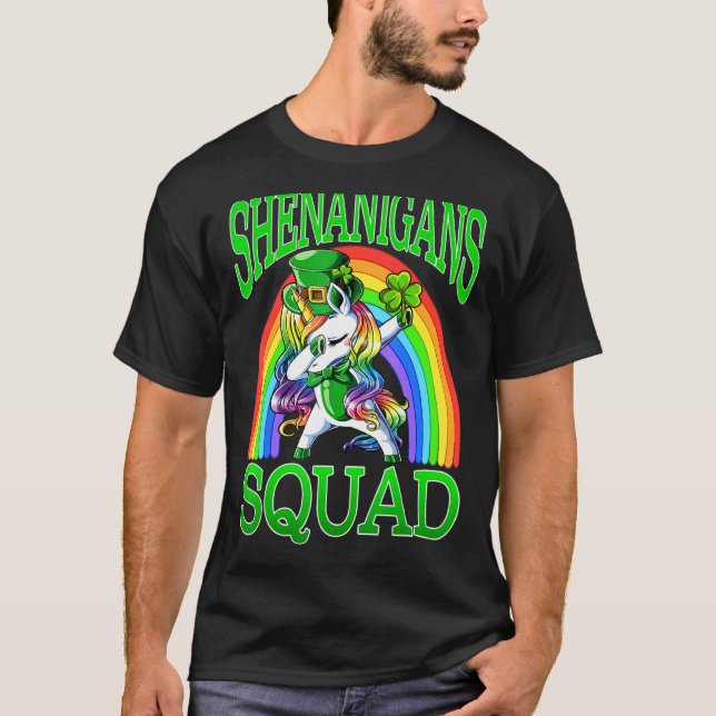 Shenanigans Squad Unicorn St Patrick's Day T-Shirt (Vorderseite)
