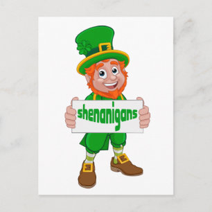 Shenanigans St. Patrick's Day Leprechaun St Pattys Postkarte