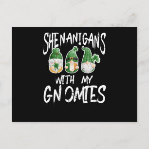 Shenanigans With My Gnomies St. Patrick's Day Gnom Postkarte
