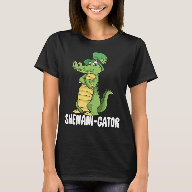Shenanigator Saint Patrick Day Irish Alligator Sie T-Shirt (Vorderseite)