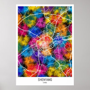 Shenyang China Stadtplan Poster