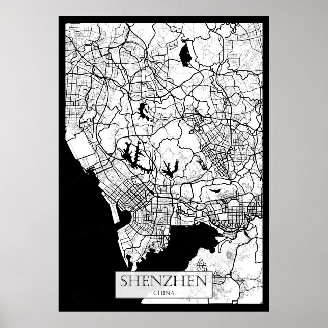 Shenzhen China Karte Poster (Vorne)