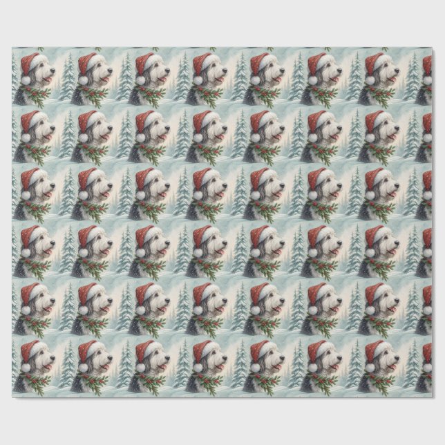 Shepadoodle Christmas Wrapping Paper Geschenkpapier (Flach)