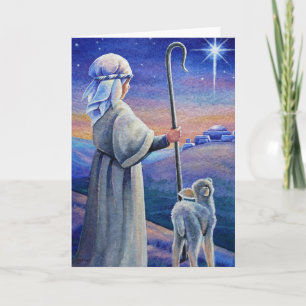 Shepherd Boy Lamb & Star Watercolor Art Karte