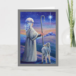 Shepherd Boy Lamb & Star Watercolor Art Karte