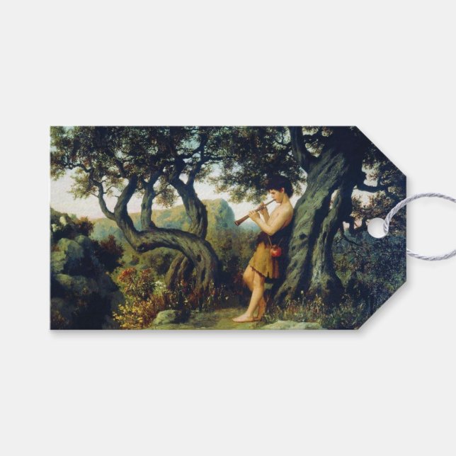 Shepherd Boy Playing a Woodwind Musikinstrument Geschenkanhänger (Vorderseite (Horizontal))