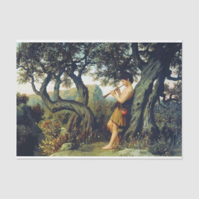 Shepherd Boy Playing the Flute Seidenpapier (Vorderseite)
