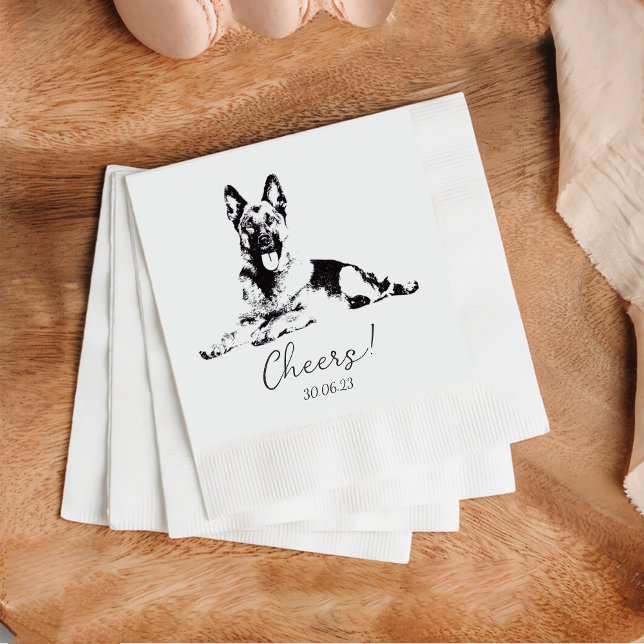 Shepherd Dog Cheers Dog Custom Cocktail Napkin Serviette (Von Creator hochgeladen)