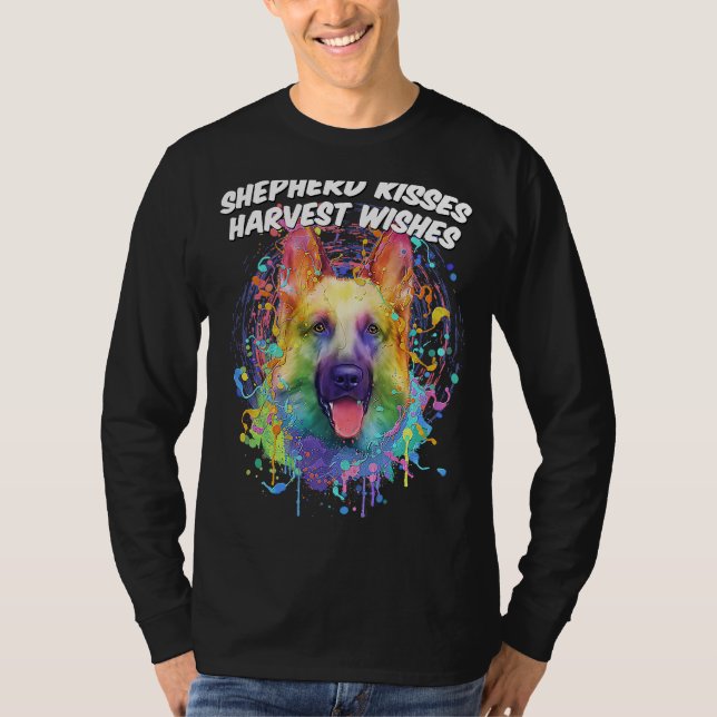 Shepherd Kisses Harvest Wishes German Shepherd Ani T-Shirt (Vorderseite)