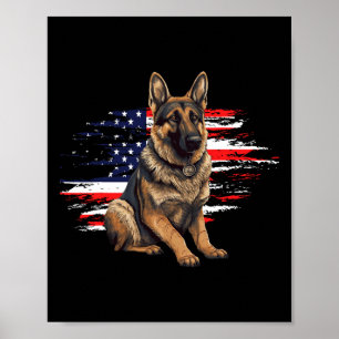 Shepherd Usa Flag 4. Juli Hunde Vater Vatertag Poster
