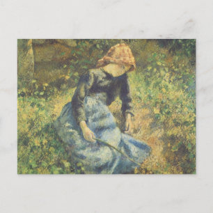 Shepherdeß by Camille Pissarro, Vintage Fine Art Postkarte