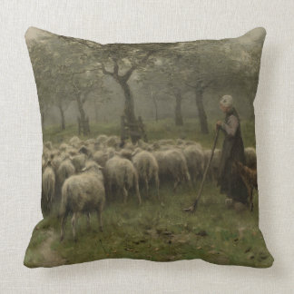 Shepherdess mit einer Menge der Schafe, Kissen