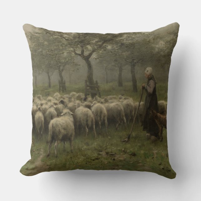 Shepherdess mit einer Menge der Schafe, Kissen (Vorderseite)