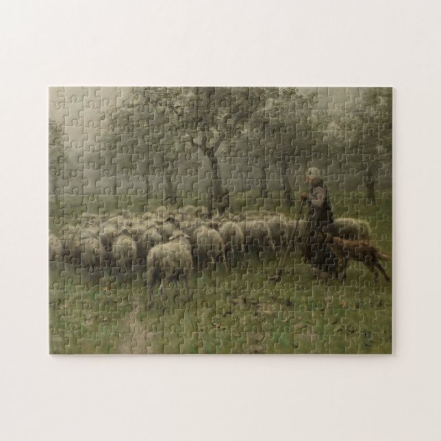 Shepherdess mit einer Menge der Schafe, Puzzle (Horizontal)