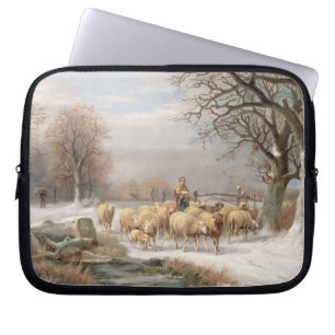 Shepherdess mit ihrer Menge in einer Laptopschutzhülle