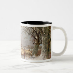 Shepherdess mit ihrer Menge in einer Zweifarbige Tasse