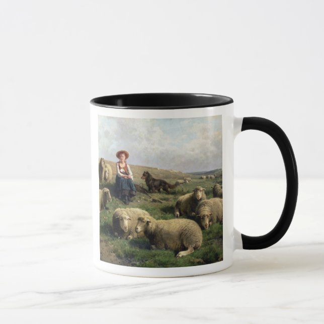 Shepherdess mit Schafen in einer Landschaft Tasse (Rechts)