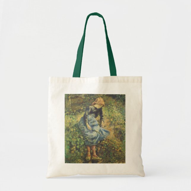 Shepherdess von Camille Pissarro, Vintage Kunst Tragetasche (Vorne)