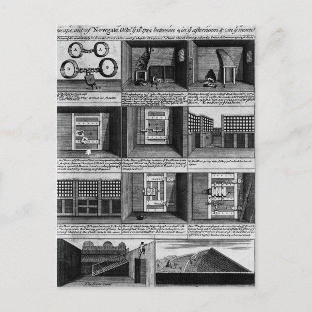 Shepherds Flucht aus dem Newgate-Gefängnis Postkarte (Vorderseite)
