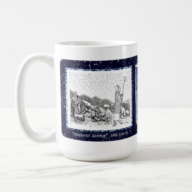 "Shepherds' Journey" Weihnachtskarte Tasse (Links)
