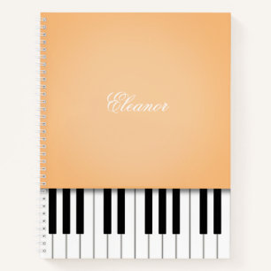 Sherbet Orange Piano Keyboard Benutzerdefinierter  Notizbuch