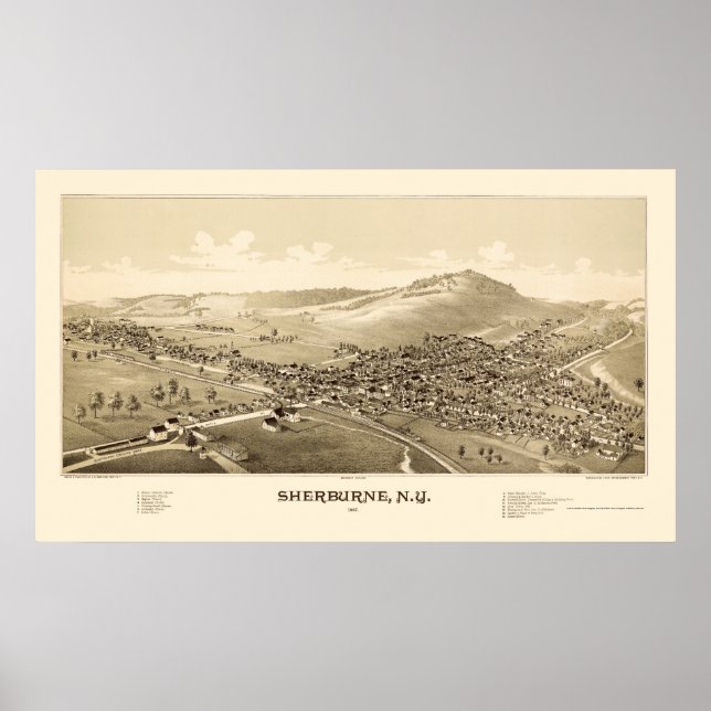 Sherburne, NY Panoramic Map - 1887 Poster (Vorne)