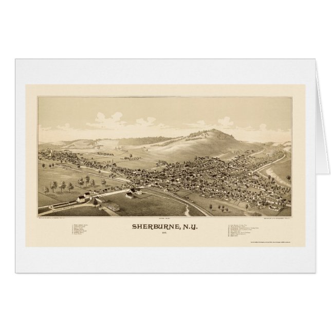 Sherburne, NY panoramische Karte - 1887 (Vorderseite (Horizontal))