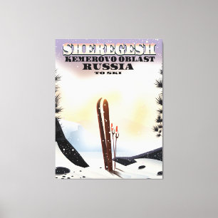 Sheregesh Russia Ski-Reiseplakat. Leinwanddruck