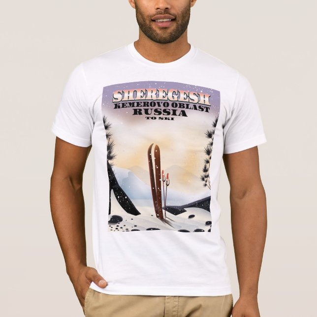 Sheregesh Russia Ski-Reiseplakat. T-Shirt (Vorderseite)