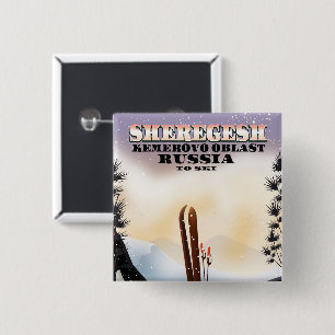 Sheregesh Russland Skireiseplakat. Button