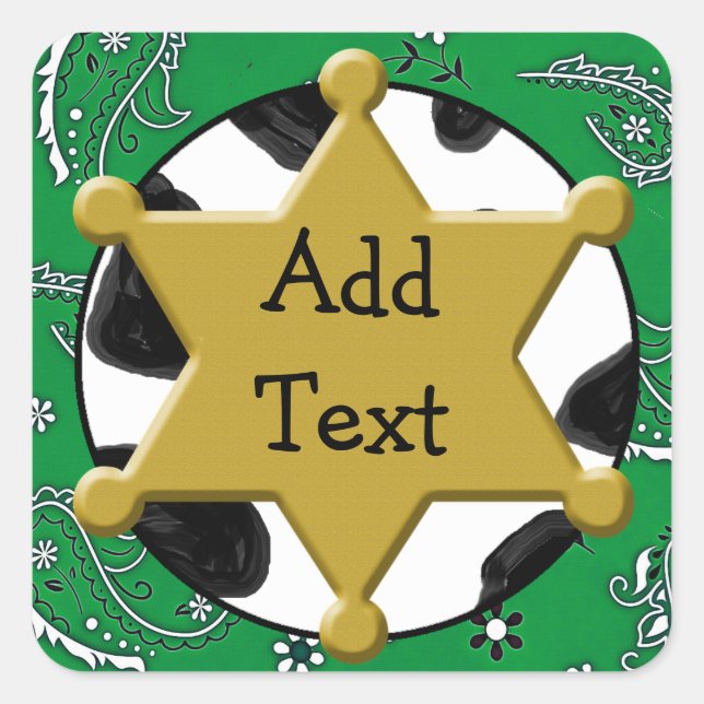 Sheriff Abzeichen Green Bandanna Sticker (Vorderseite)
