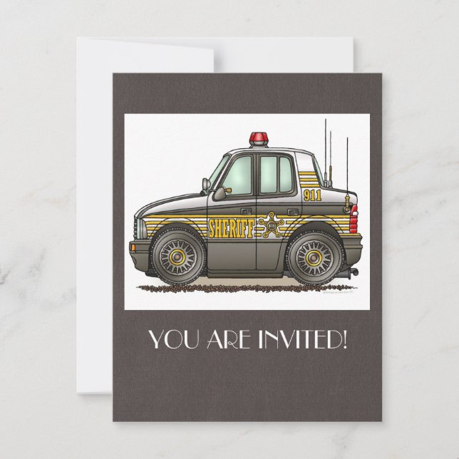Sheriff-Auto-Streifenwagen Einladung (Vorderseite)