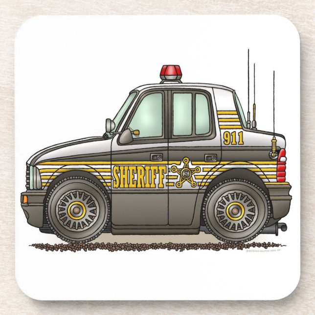 Sheriff-Auto-Streifenwagen Untersetzer (Vorderseite)