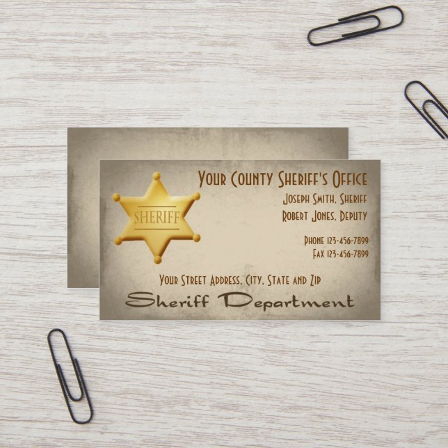 Sheriff Business Card Visitenkarte (Vorderseite/Rückseite Beispiel)