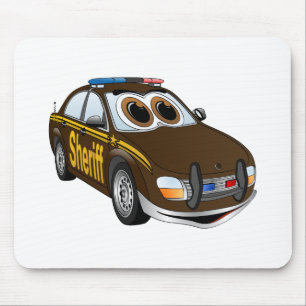 Sheriff Car Cartoon BR Mousepad