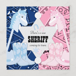 Sheriff Cowboy Gender Reveal Party Einladung