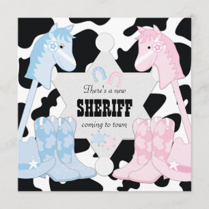 Sheriff Cowboy Gender Reveal Party Einladungen