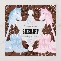 Sheriff Cowboy Gender Reveal Party Einladungen